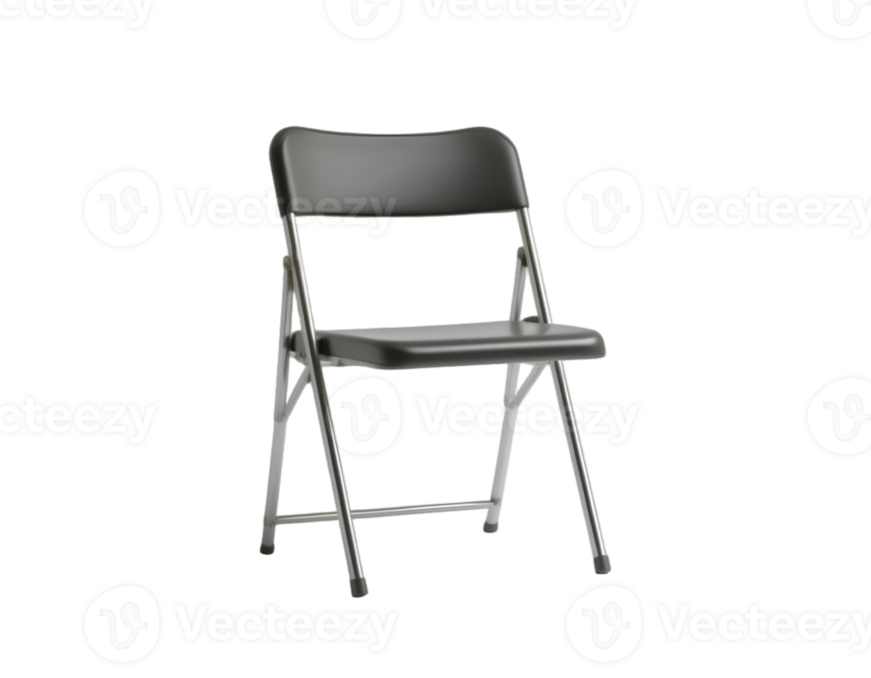 Black plastic folding chair isolated on transparent background png