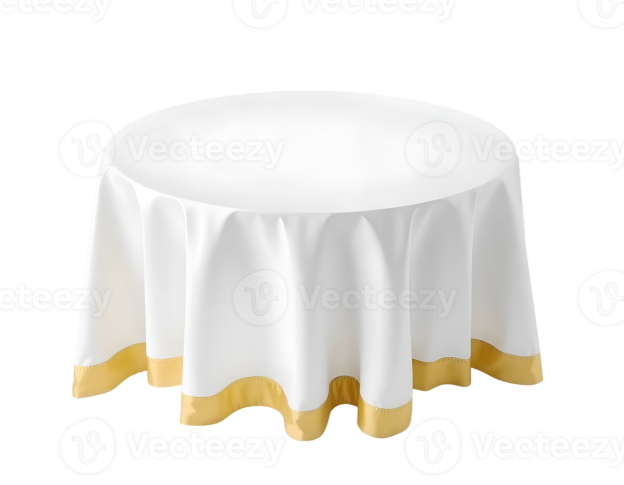 White round table with yellow cloth on a transparent background png