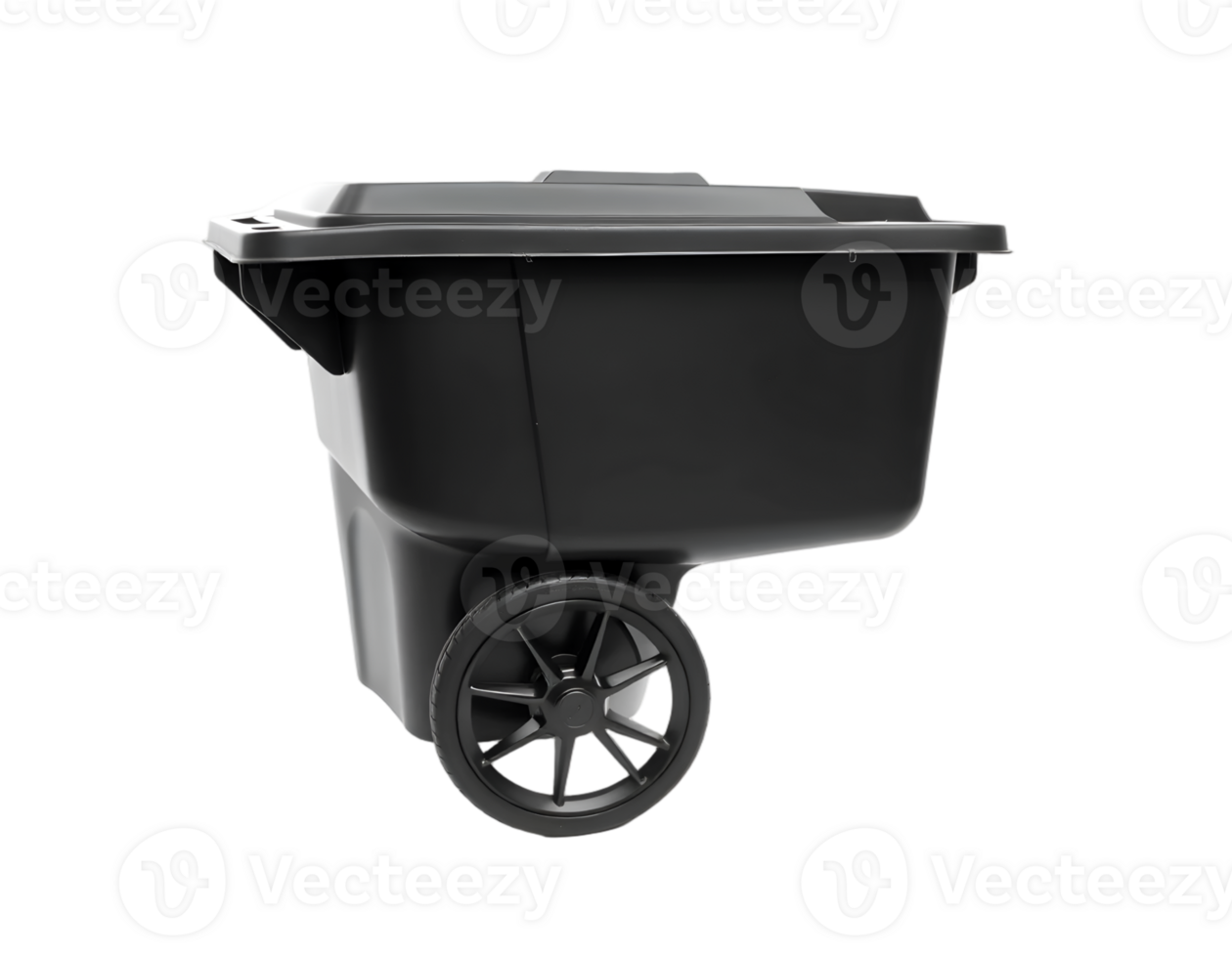 Black plastic wheelbarrow isolated on transparent background png