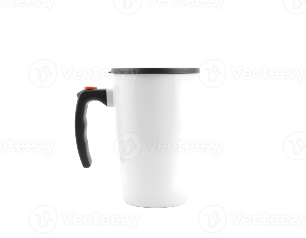 White mug with black handle isolated on transparent background png