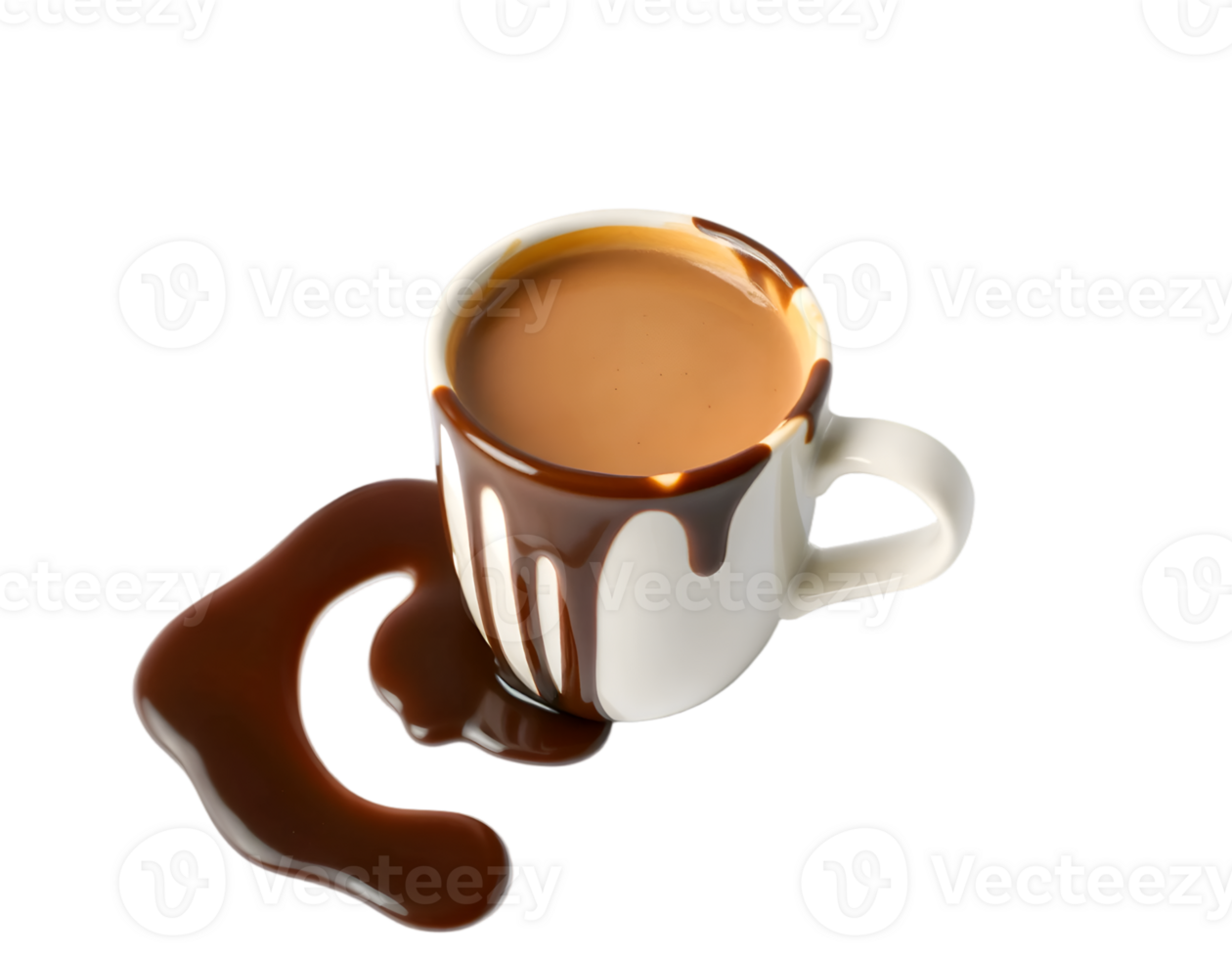 Cup of coffee with melted chocolate isolated on transparent background png