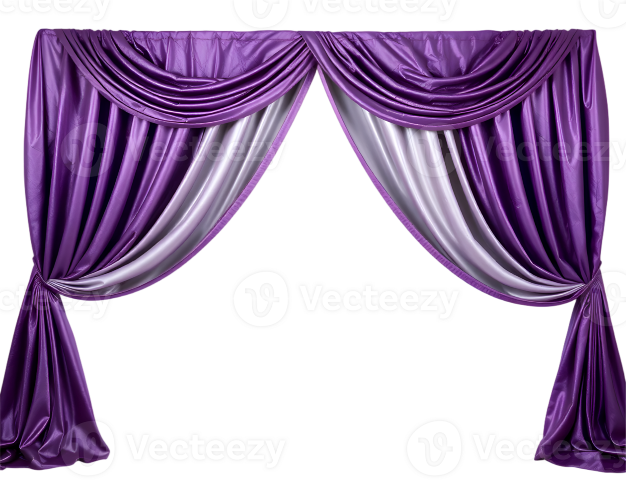 Curtain with purple drapery isolated on transparent background png