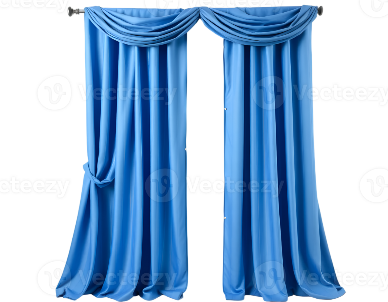 Realistic blue curtains isolated on transparent background png