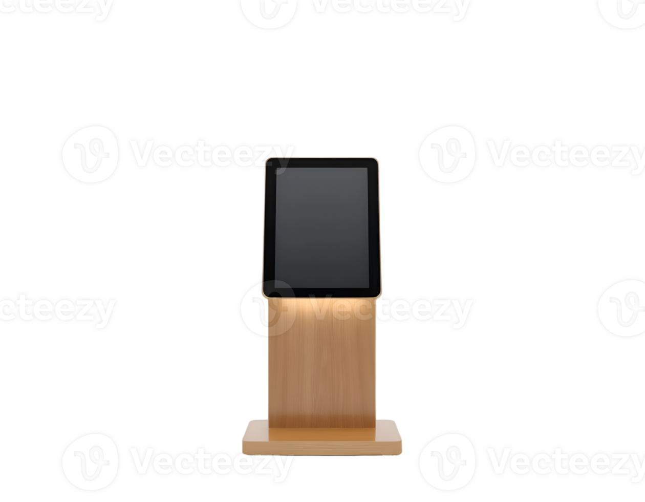 Wooden stand with black display isolated on transparent background png