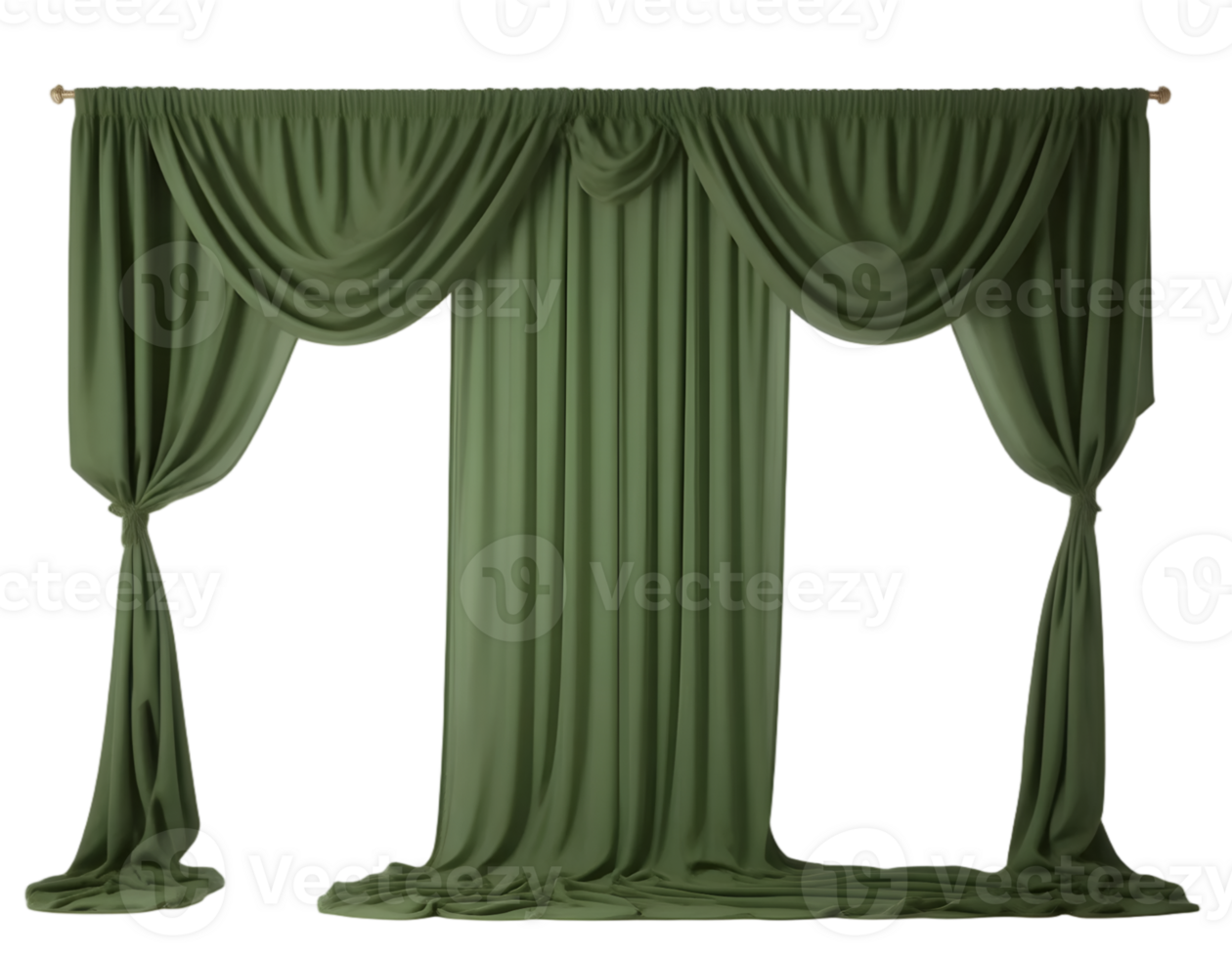 Realistic green curtains isolated on a transparent background png