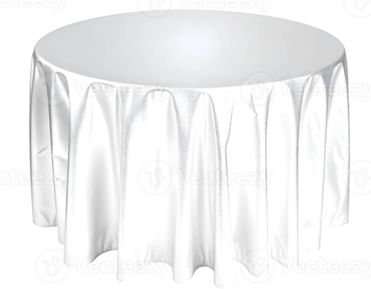 Round table with white cloth on transparent background png