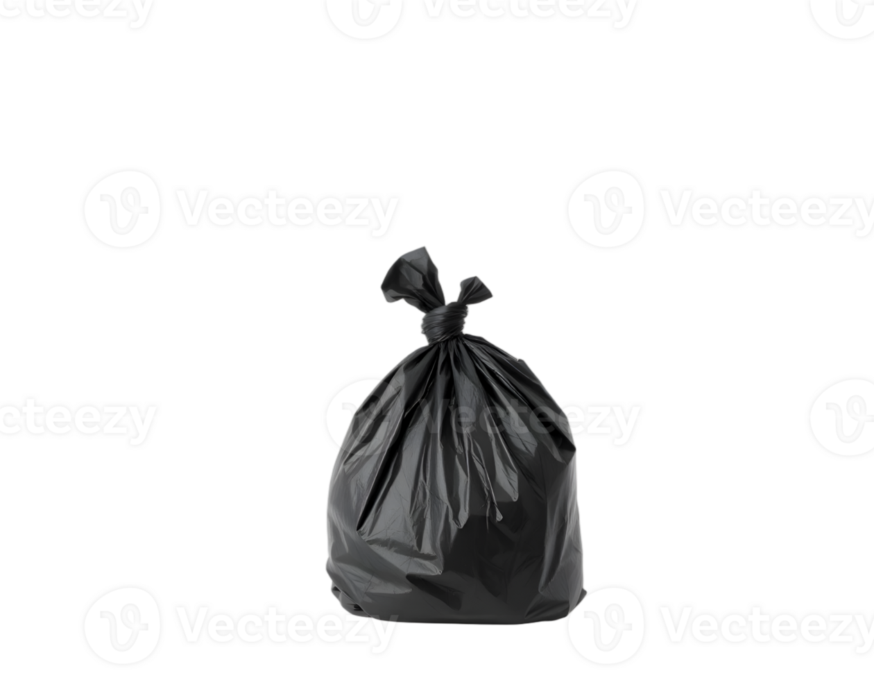 Black plastic garbage bag isolated on transparent background png
