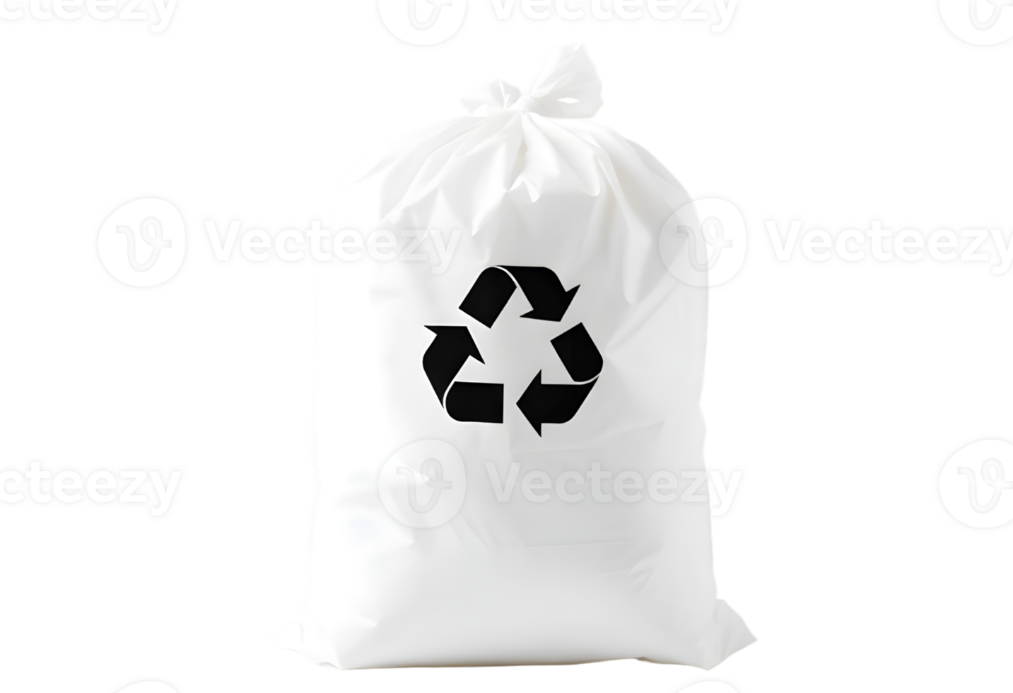 White Plastic Bag with Recycle Sign Isolated on Transparent Background png