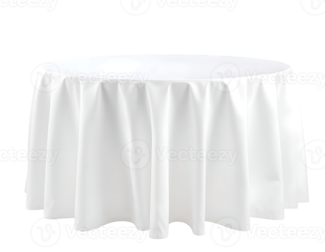 Round white tablecloth on a transparent background png