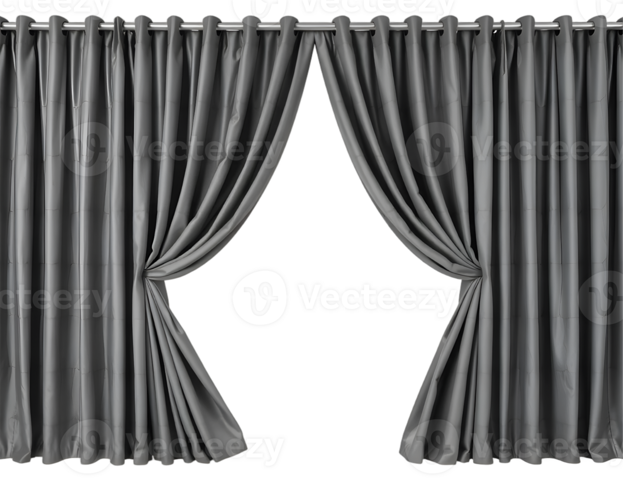 Realistic black curtains isolated on transparent background png