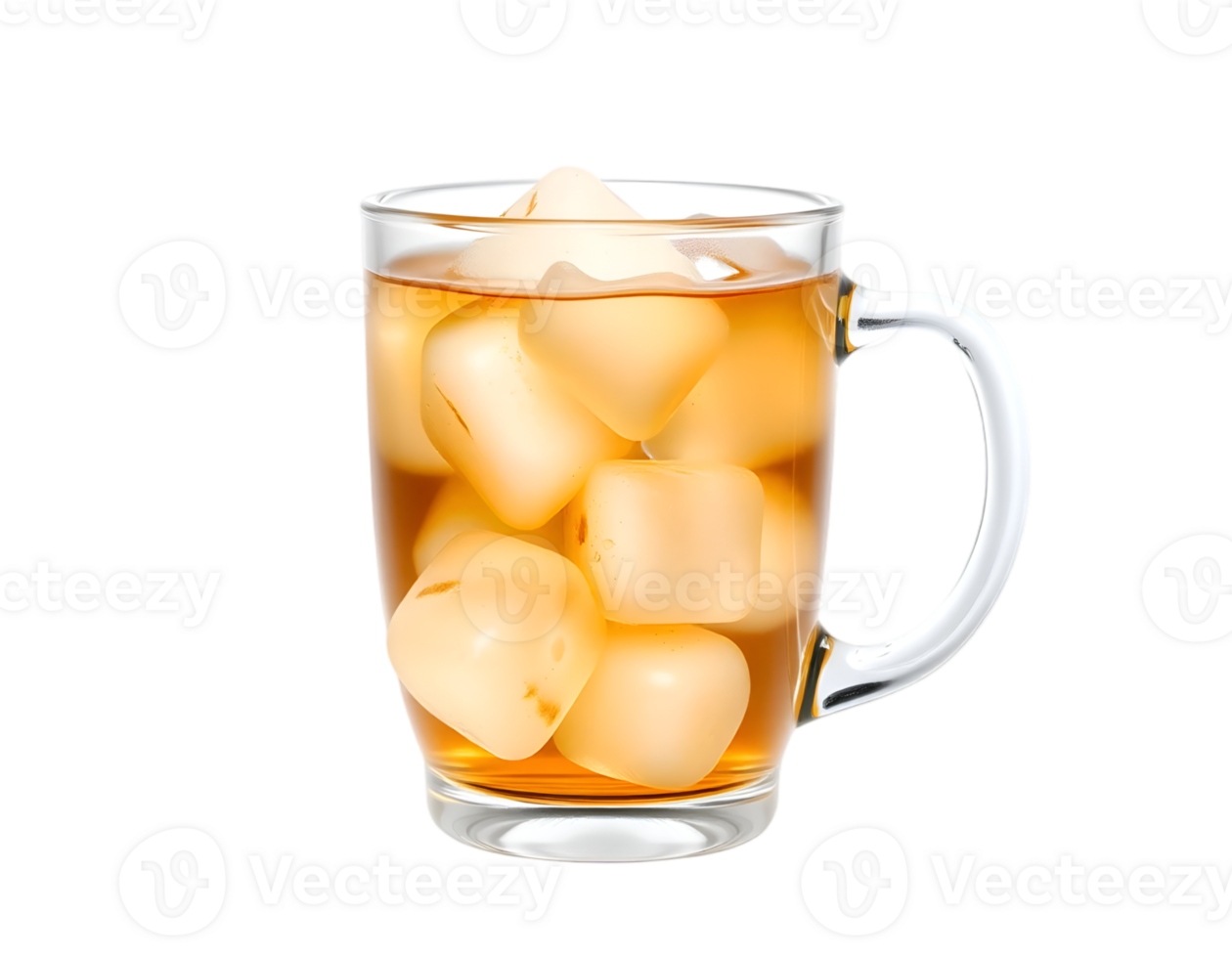 Cup of tea with ice cubes isolated on transparent background png