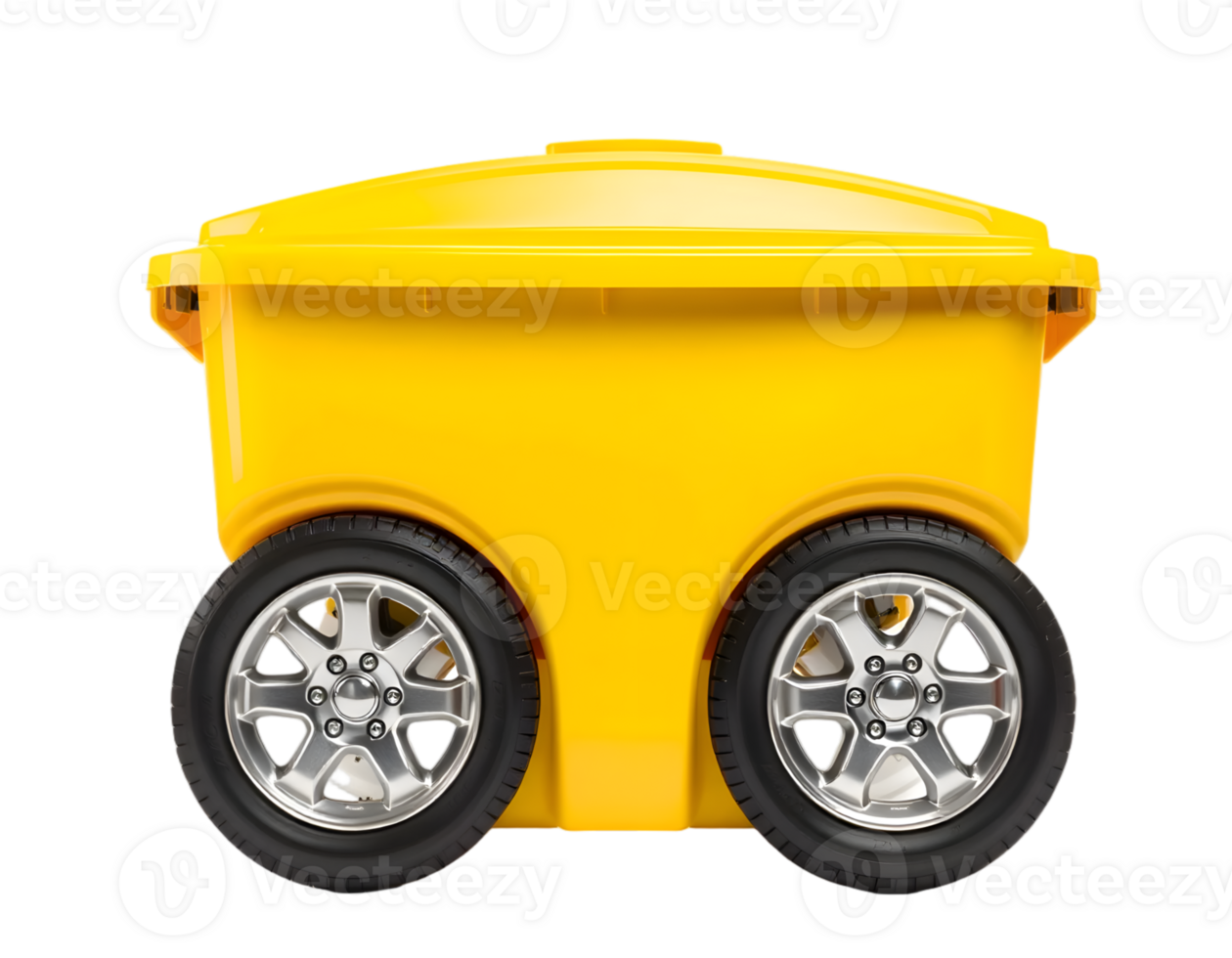 Yellow garbage container with wheels isolated on transparent background png