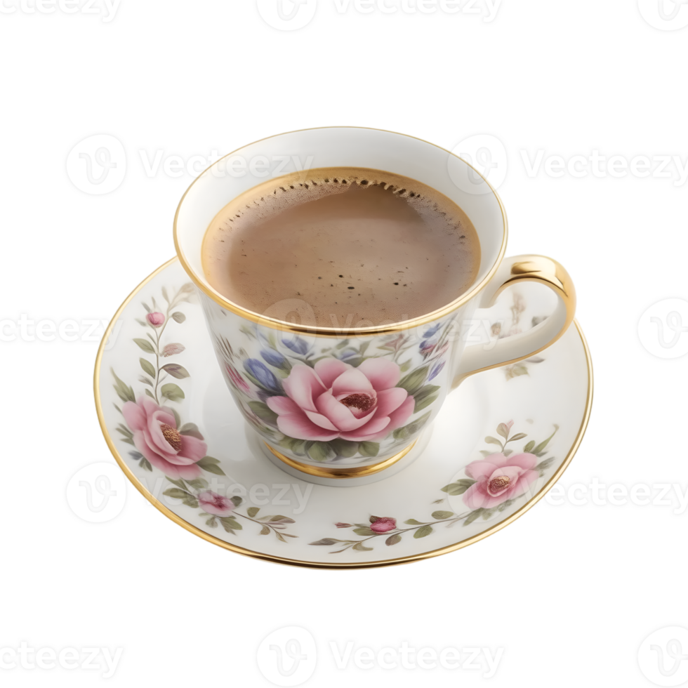 Cup of coffee with saucer isolated on a transparent background png