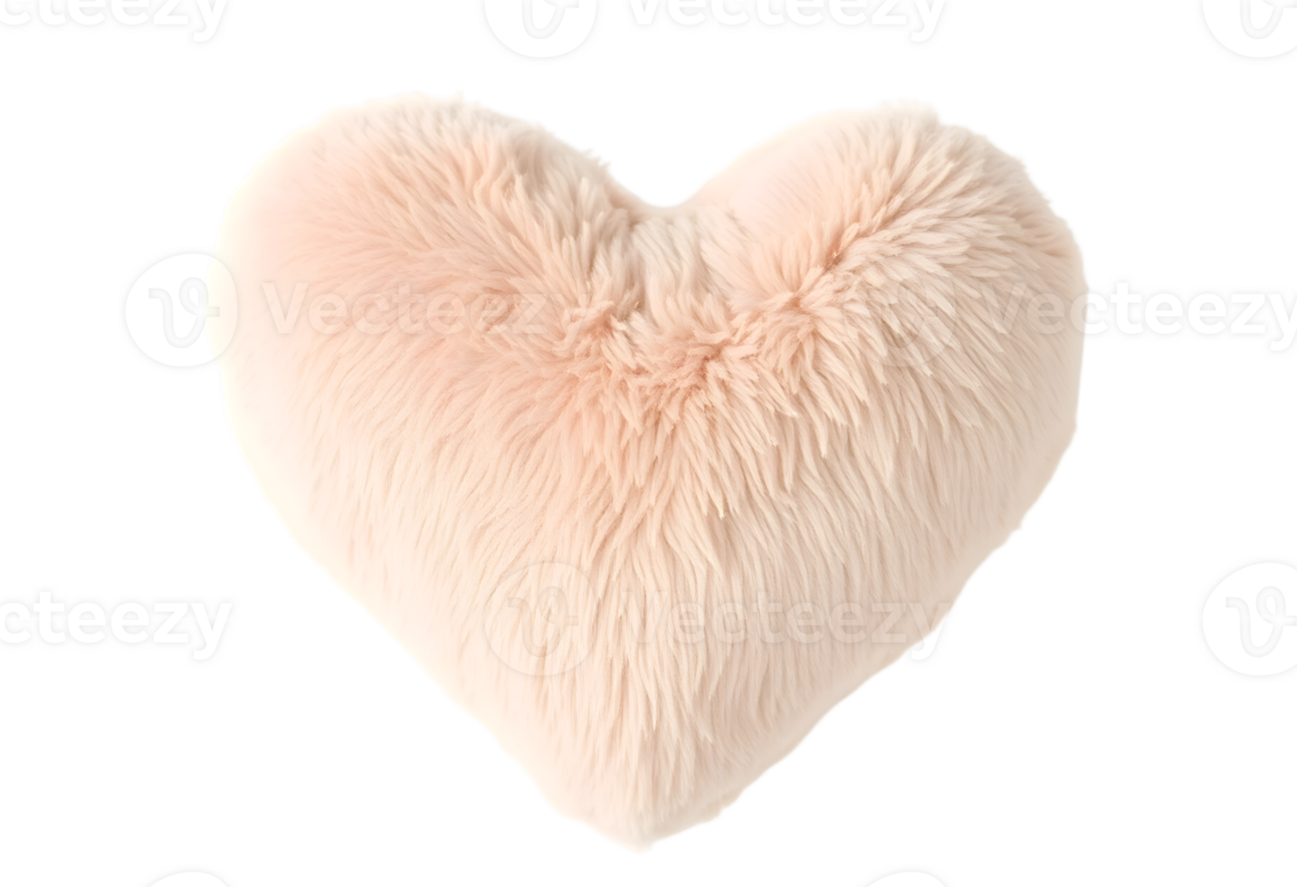 Heart shaped fur pillow isolated on transparent background png