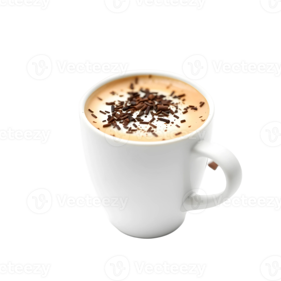 Cup of coffee with foam on transparent background png