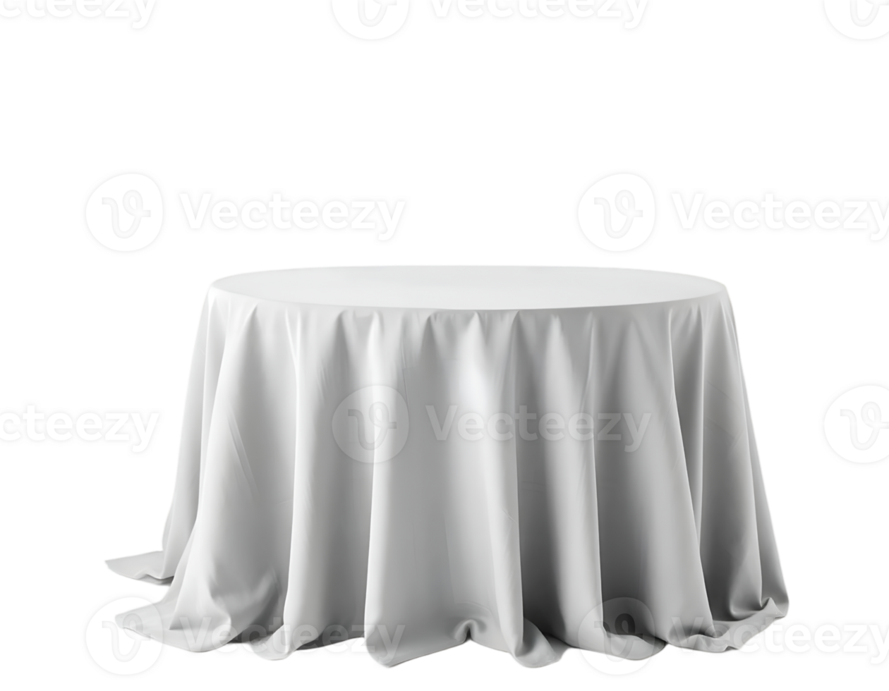 White round tablecloth with folds isolated on transparent background png