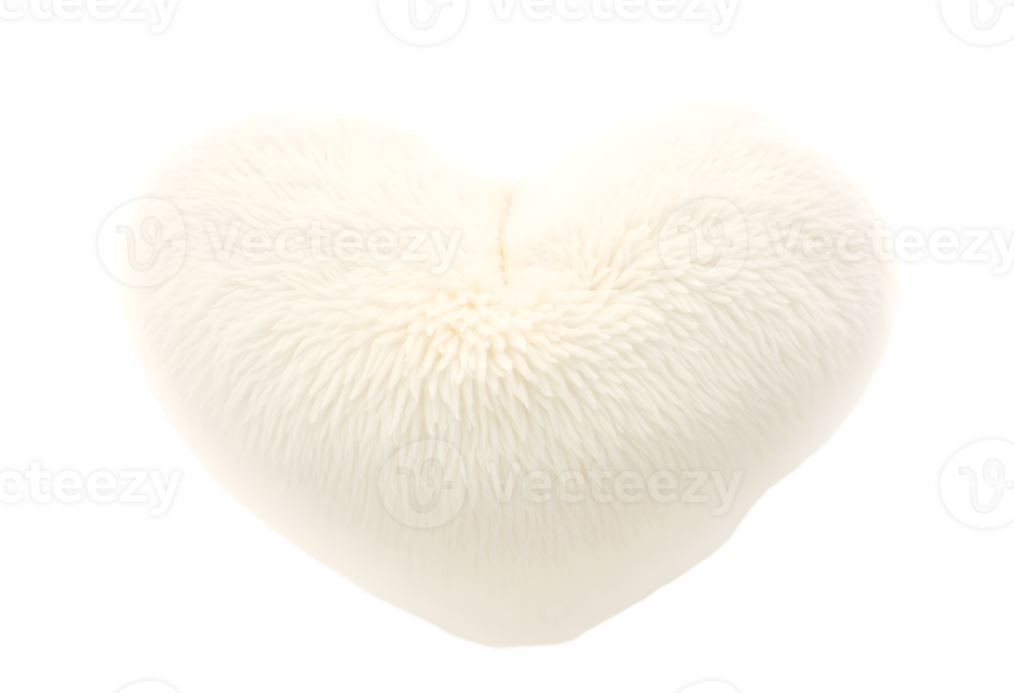White fluffy pillow in the form of heart on a transparent background png