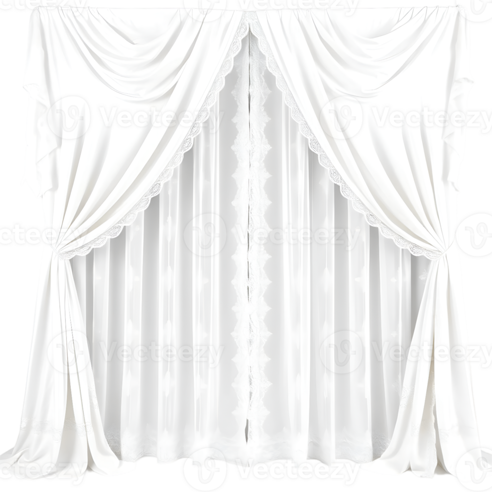 White curtains isolated on a transparent background png
