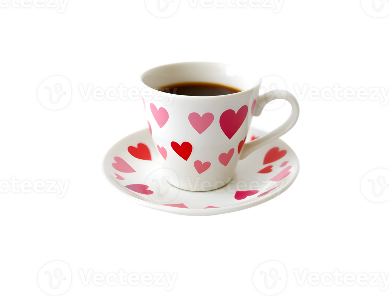 Cup of coffee with hearts on a transparent background png