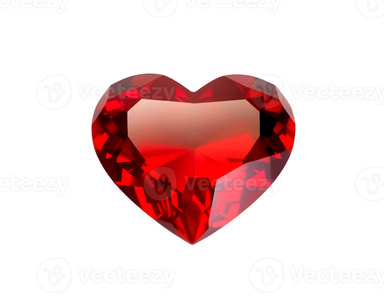 Red ruby heart isolated on transparent background png