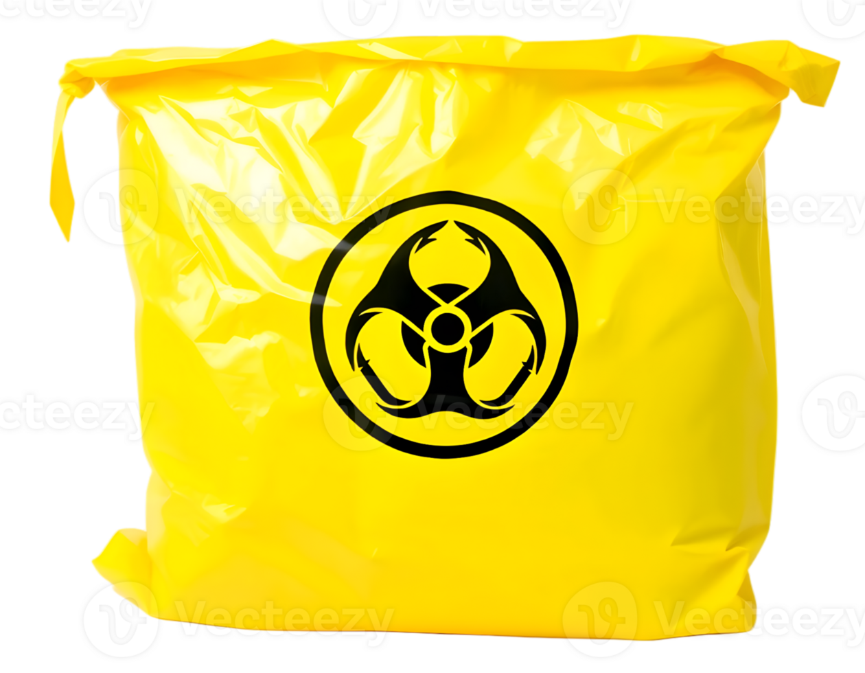 Yellow Plastic Bag With Biohazard Symbol Isolated Transparent Background png