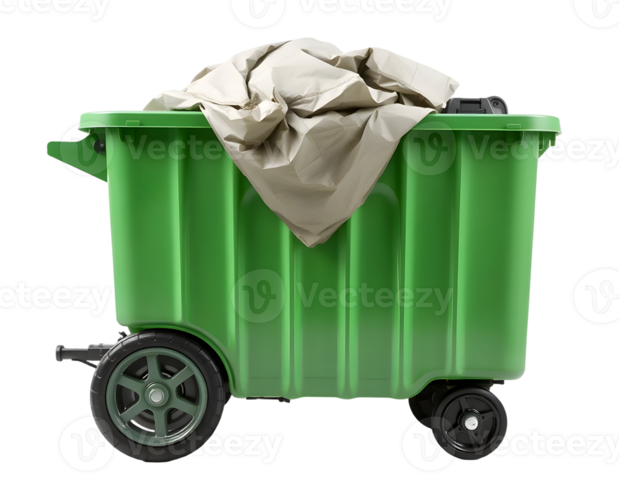 Garbage Container With Paper Isolated On Transparent Background png