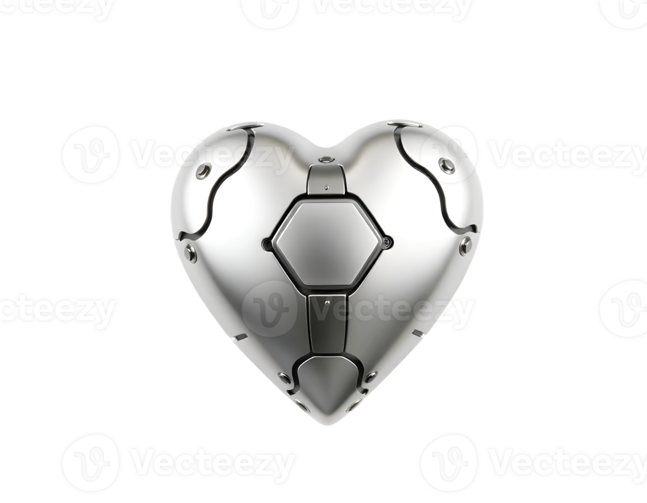 Realistic Detailed 3d Silver Heart on Transparent Background png