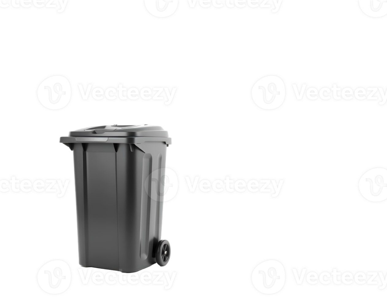 Black garbage bin isolated on a transparent background png