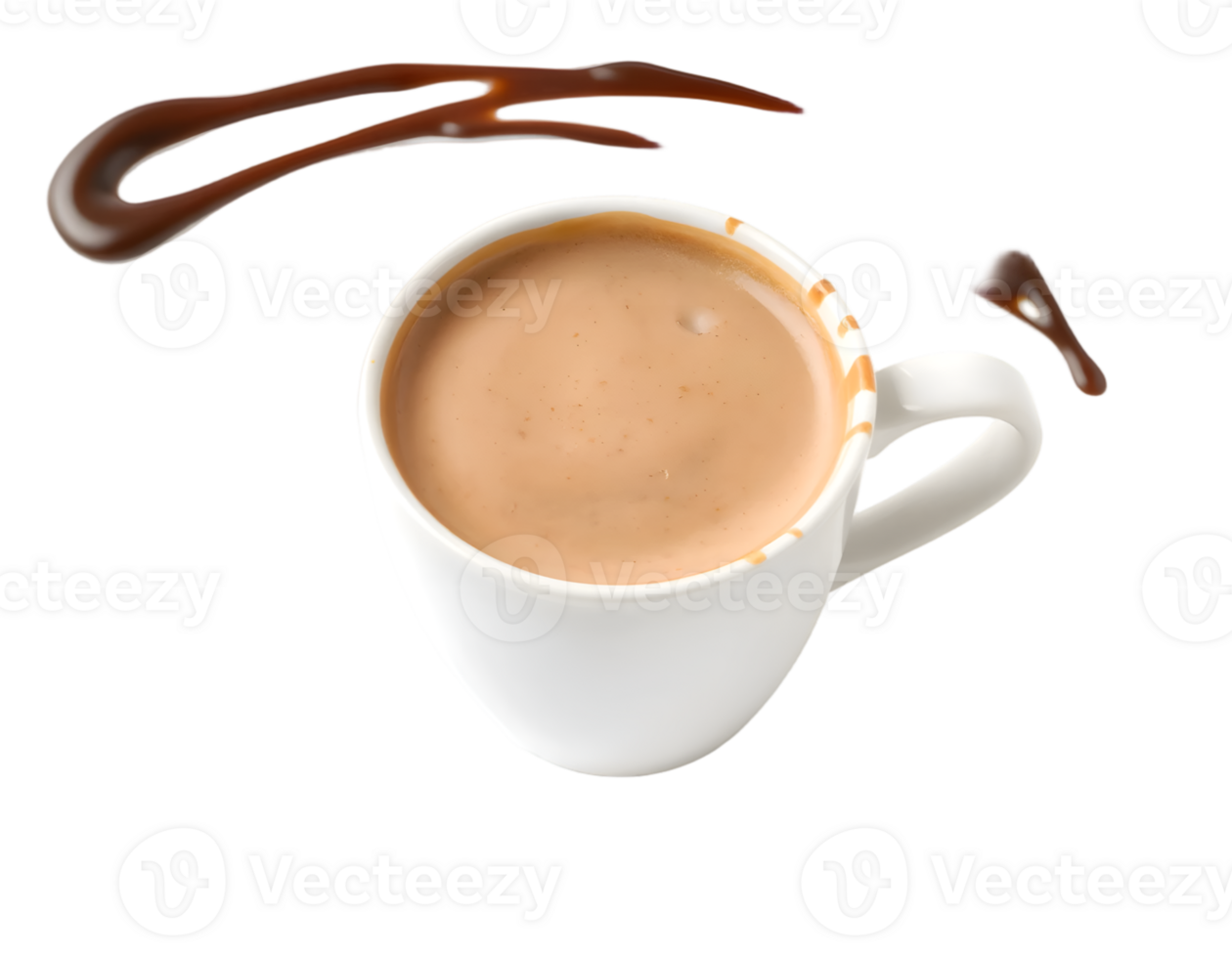 Coffee cup with milk and chocolate isolated on transparent background png