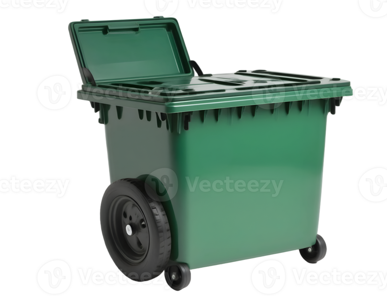 Green trash bin isolated on a transparent background png