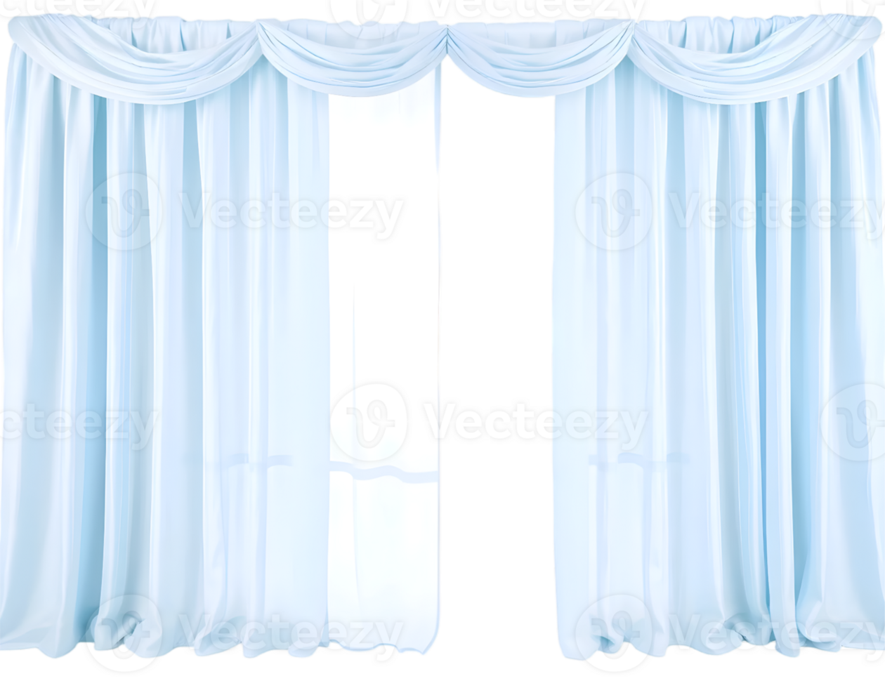 Blue curtains isolated on transparent background png