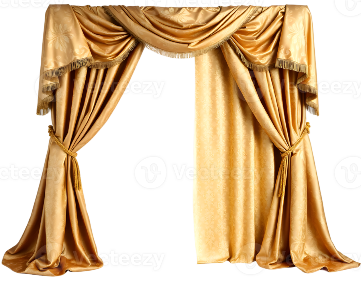 Golden curtain isolated on transparent background png