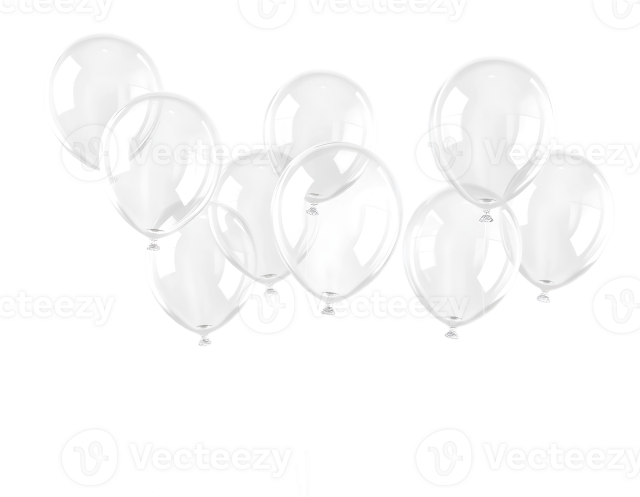White balloons isolated on transparent background png
