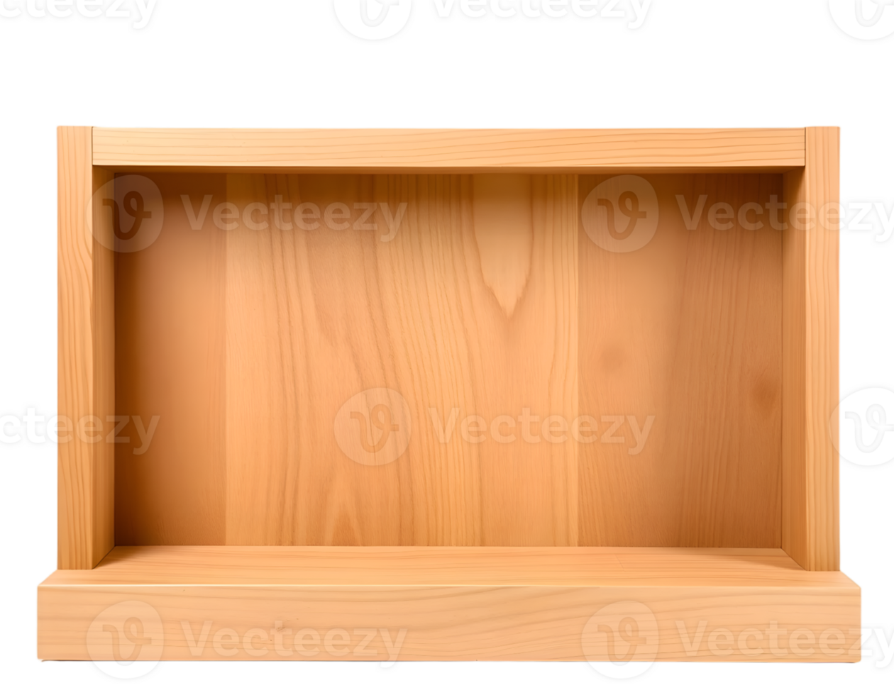 Empty wooden shelf isolated on transparent background png