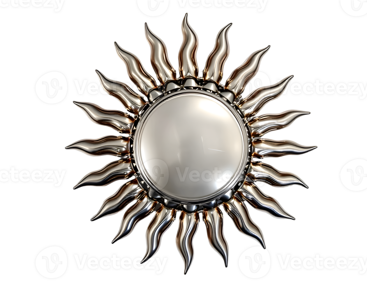 3d render of sun with metal frame isolated on transparent background png