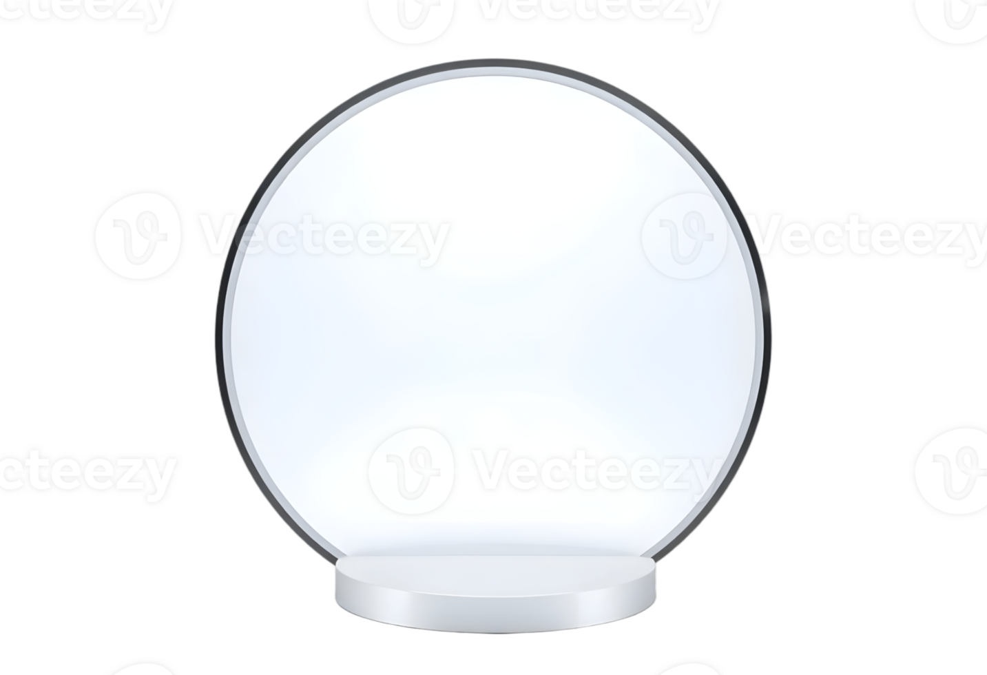 Round glass showcase on transparent background png