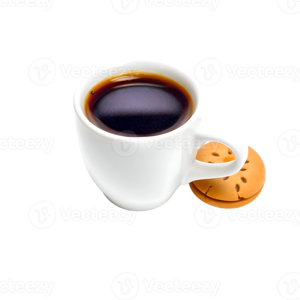 Cup of coffee and cookies isolated on transparent background png