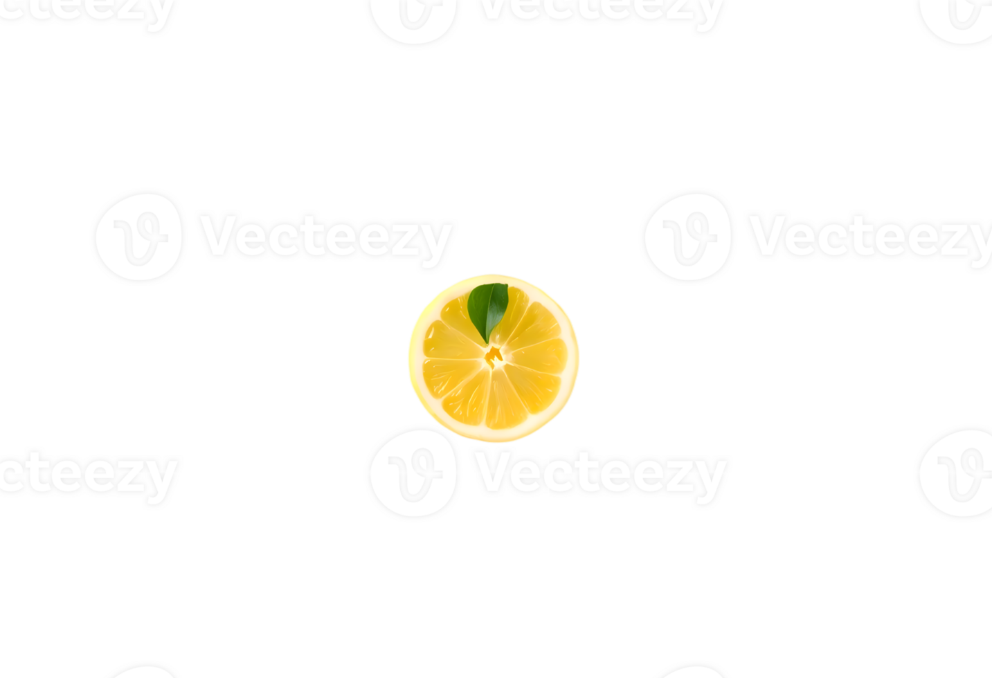 Lemon slice with leaf isolated on transparent background png