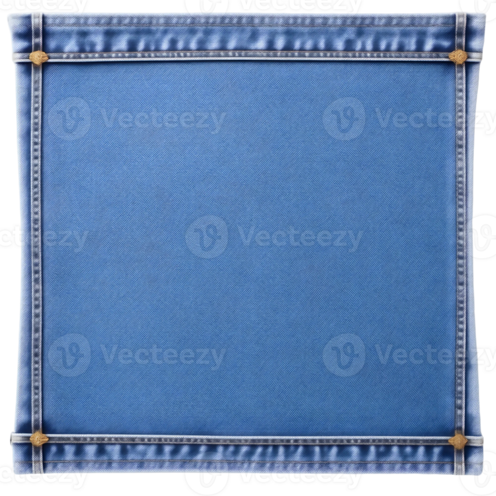 Blue jeans fabric texture with stitches isolated on white background png