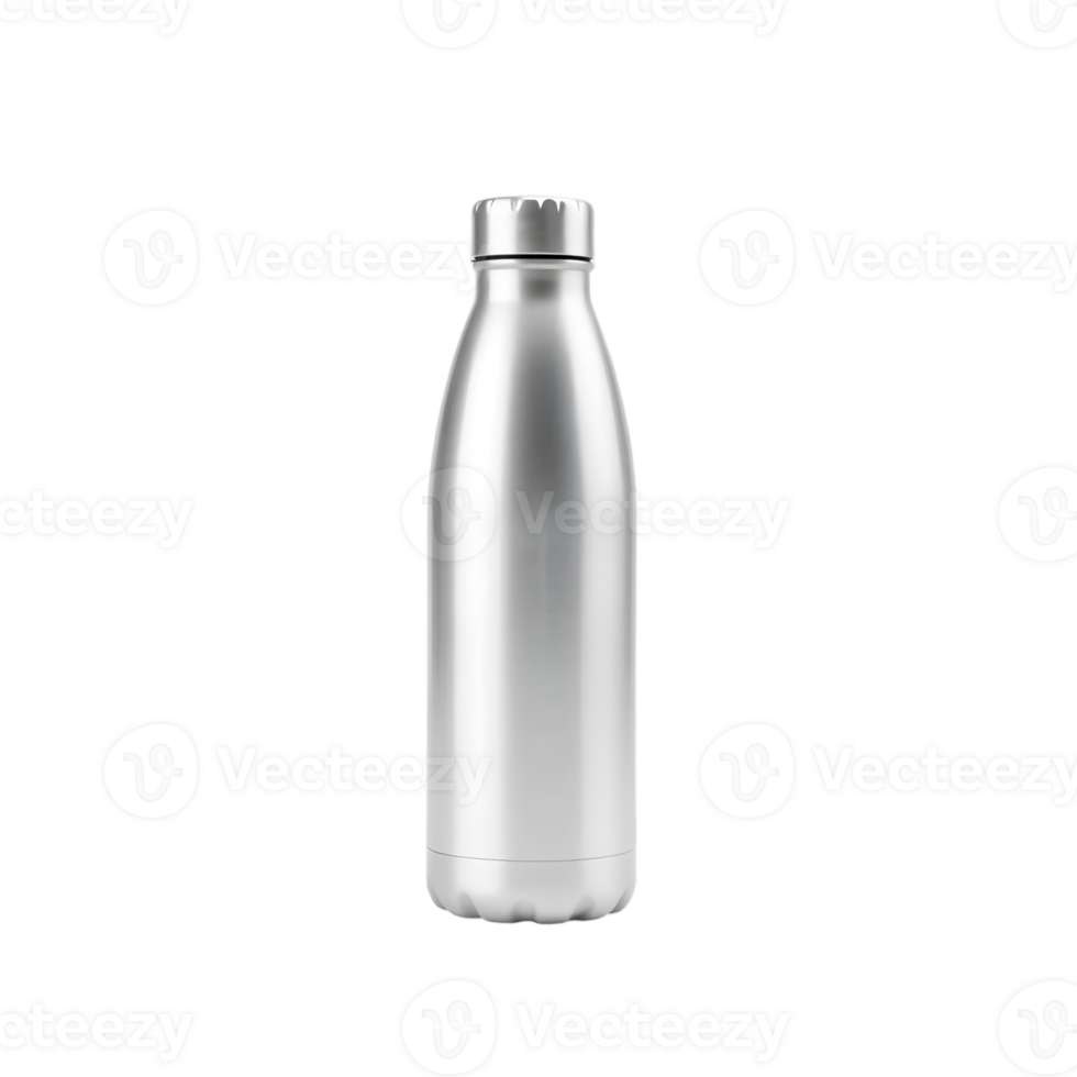 Blank silver metal cosmetic bottle isolated on transparent background png