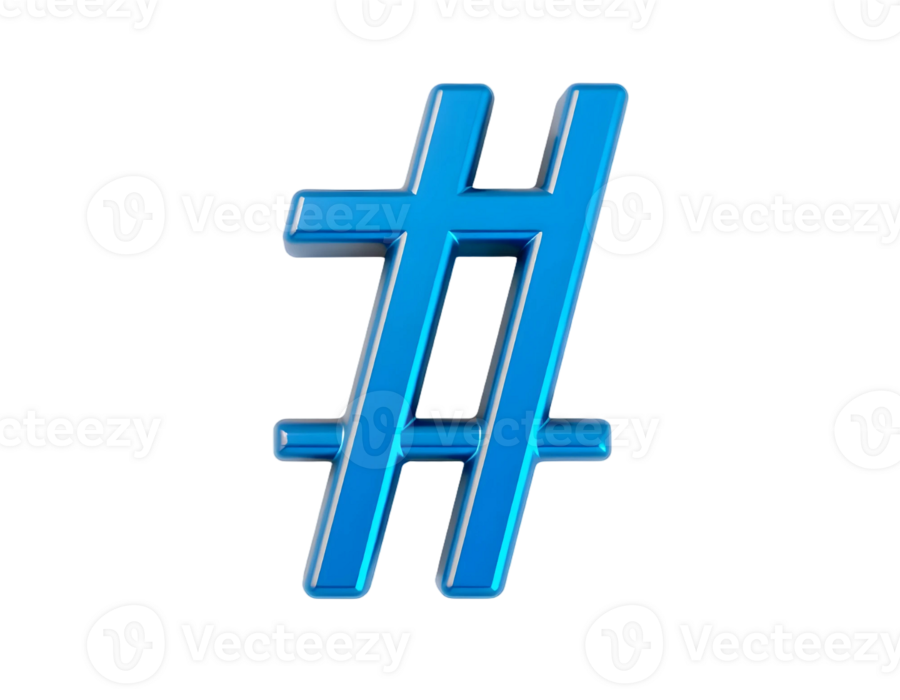 Blue hashtag sign isolated on transparent background png