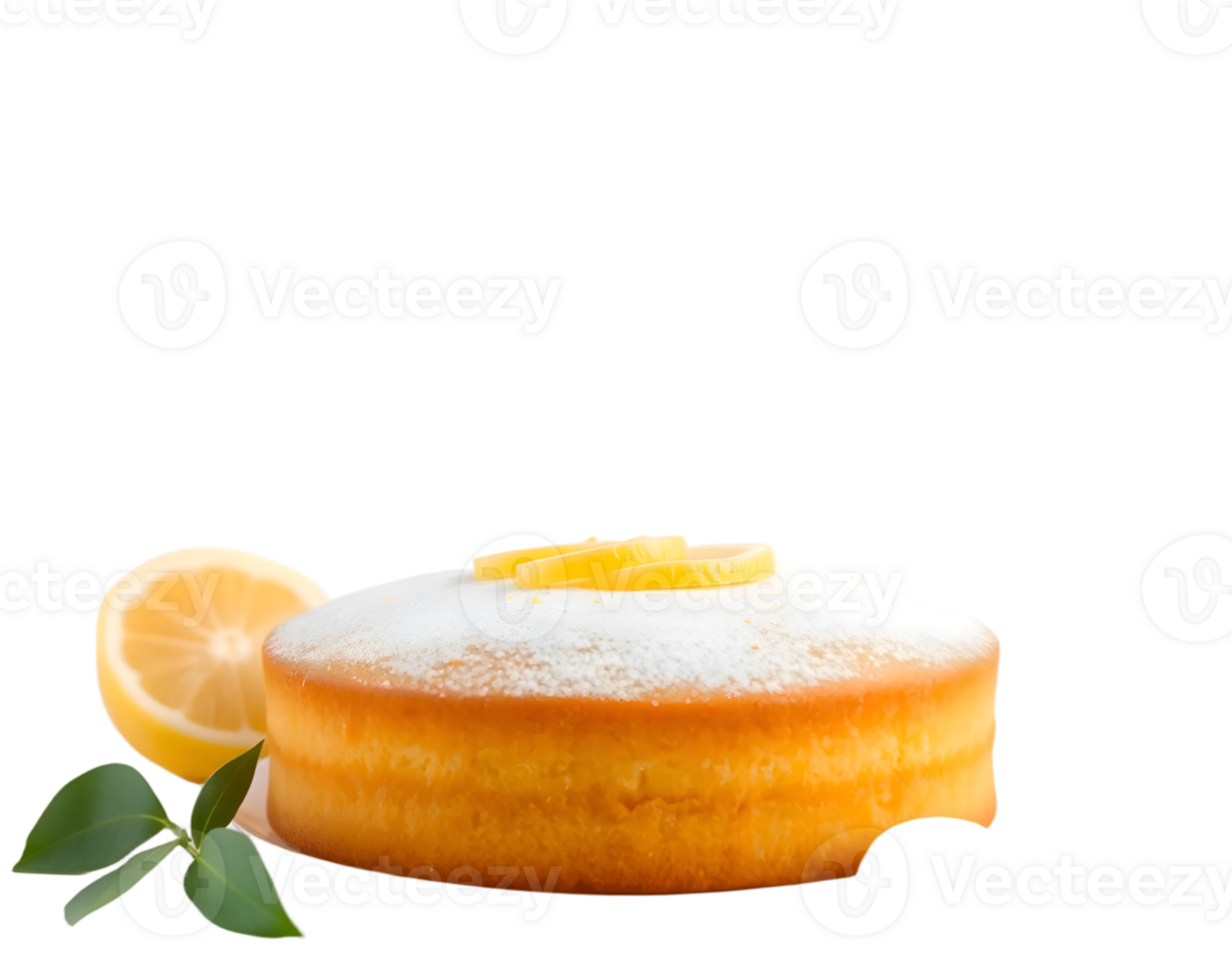 Lemon Cake with Lemon Slice Isolated on Transparent Background png