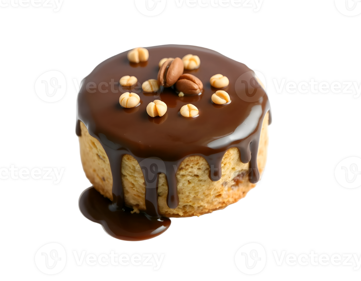 Chocolate cake with nuts on a transparent background png