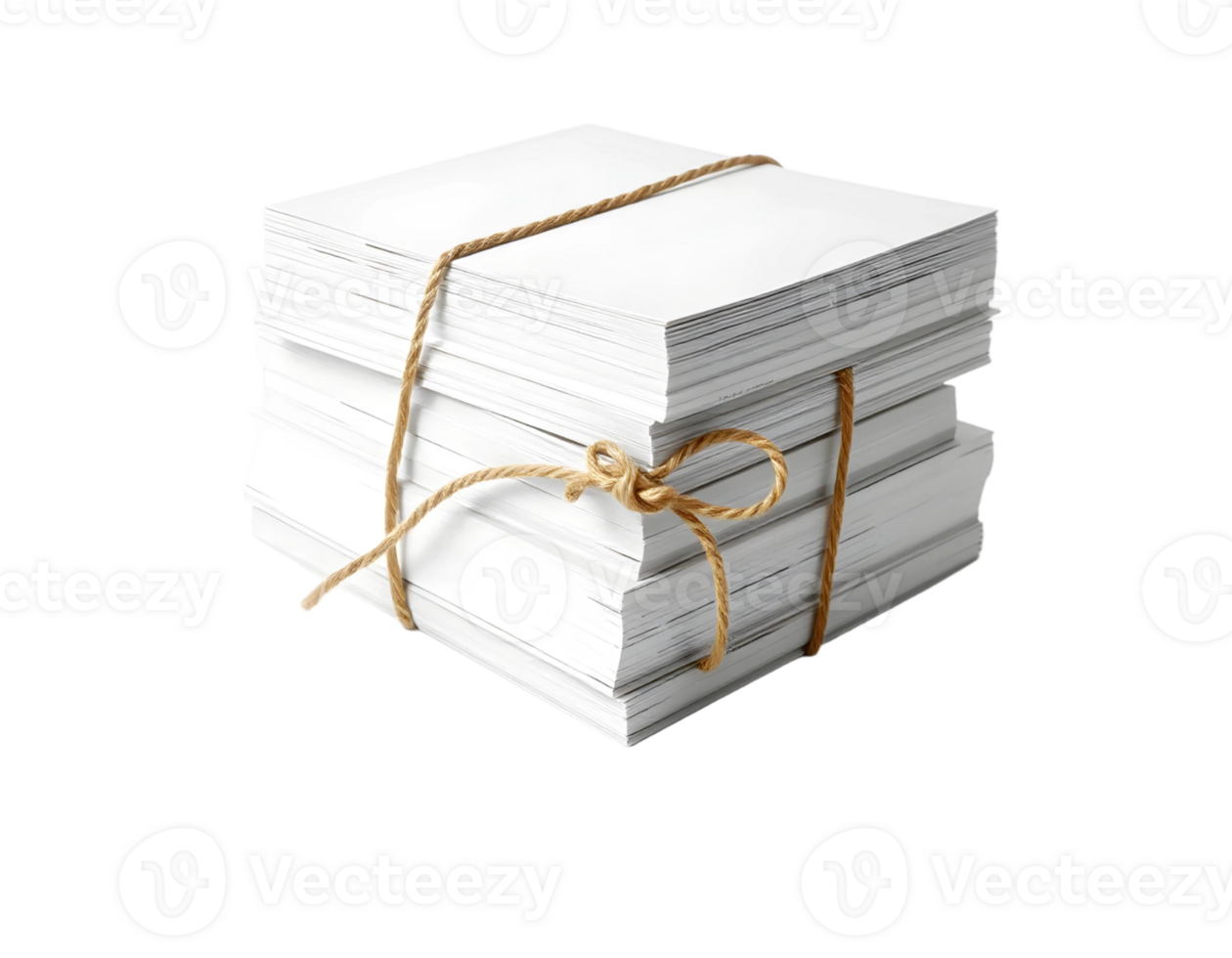 Stack of papers tied with rope isolated on transparent background png