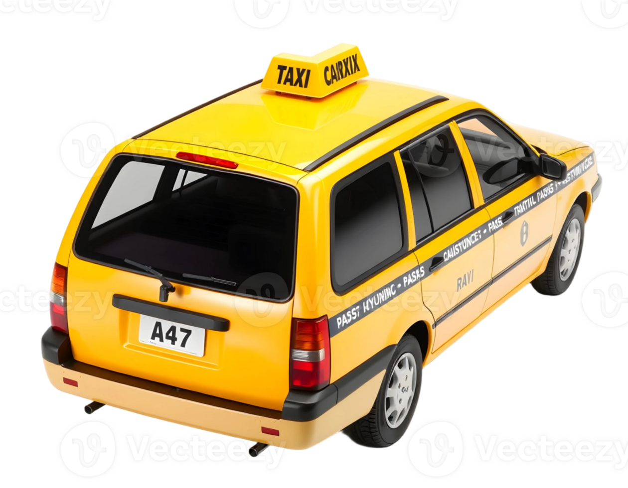 Yellow taxi cab isolated on transparent background png