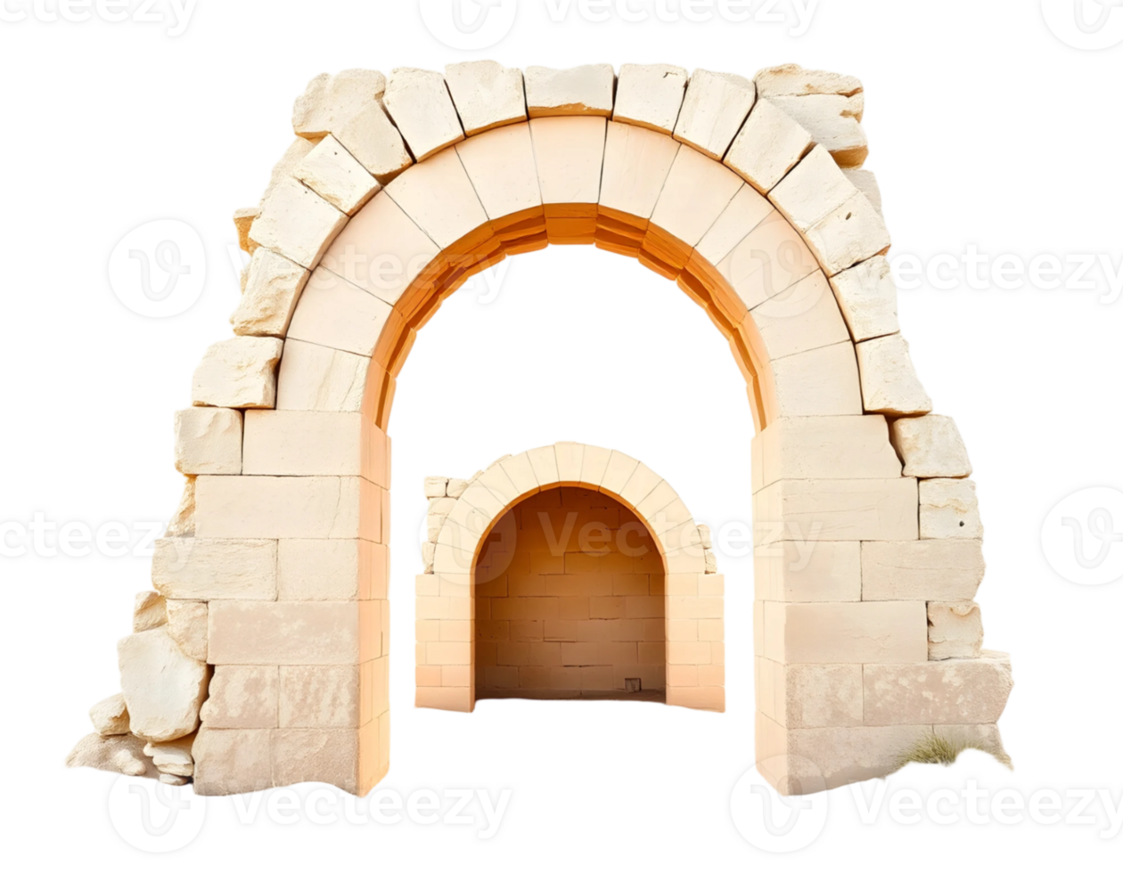Stone arch entrance isolated on a transparent background png