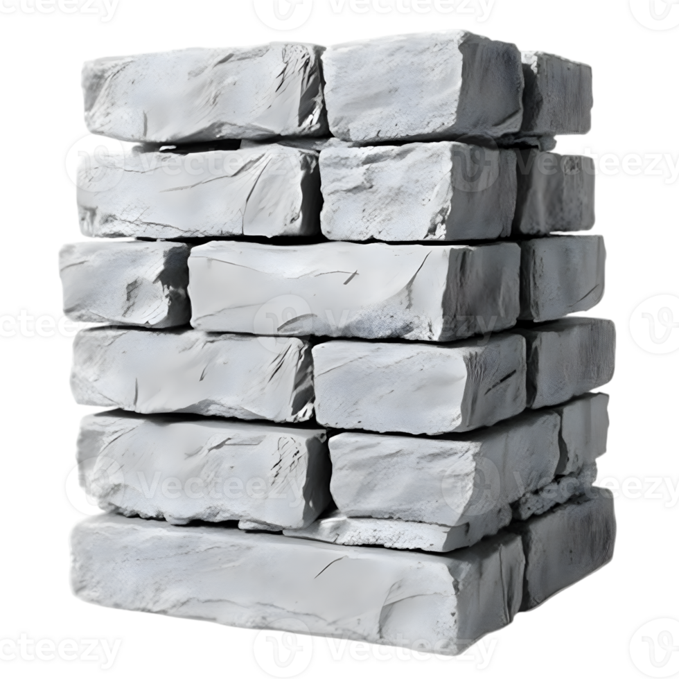 3d render of a stack of bricks isolated on a transparent background png