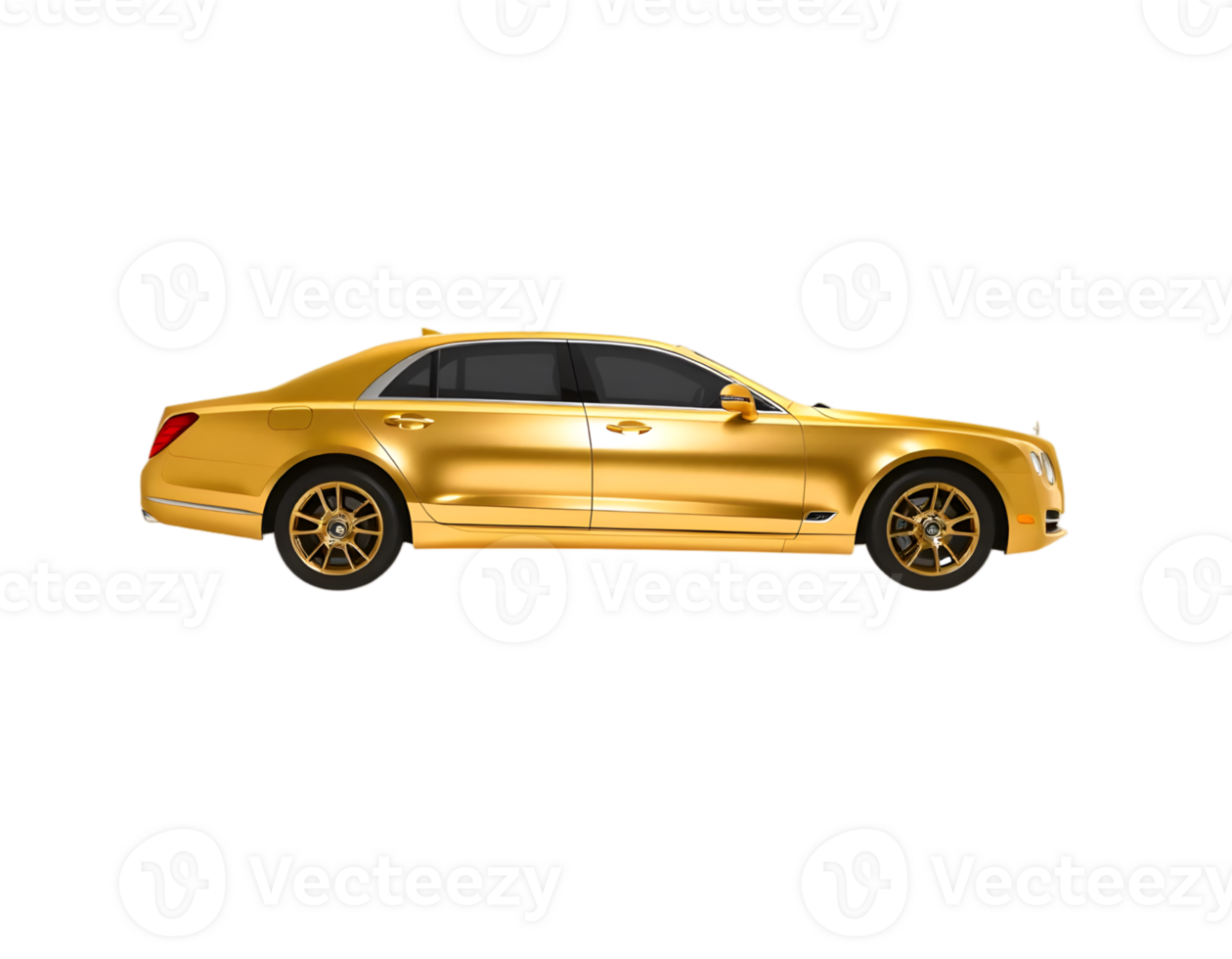 Gold car isolated on transparent background png