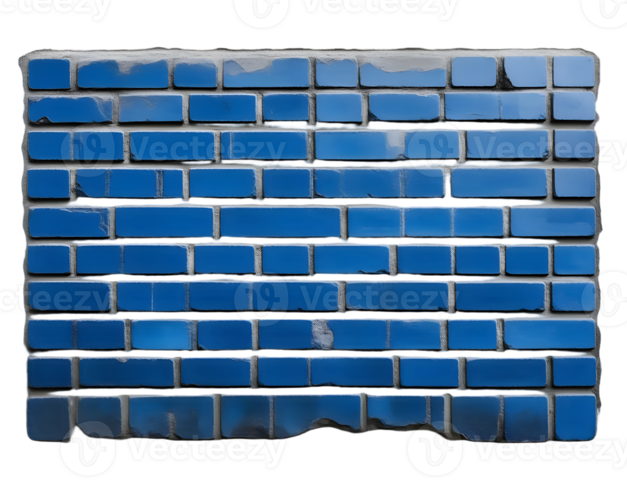 Blue brick wall isolated on transparent background png