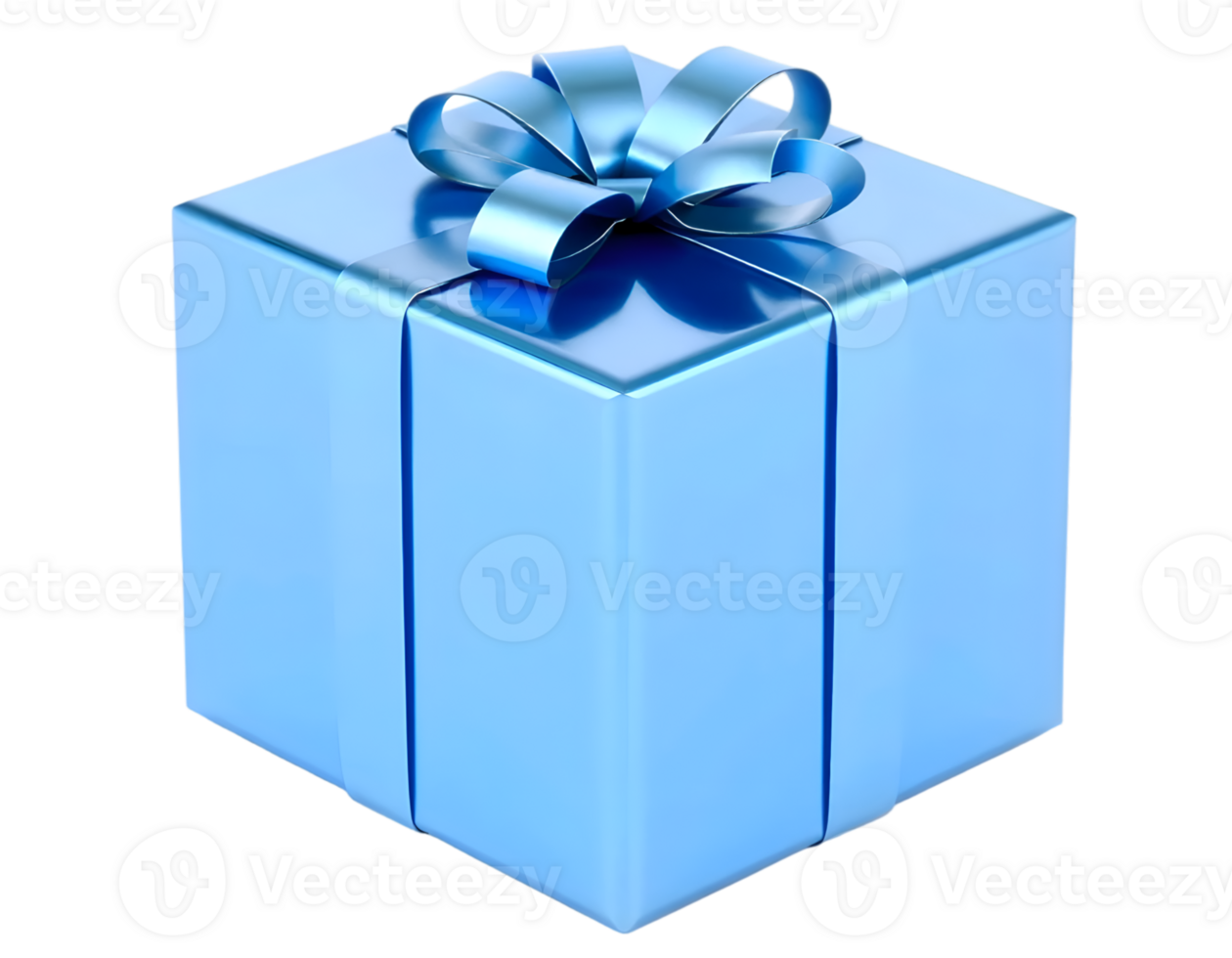 Blue gift box with blue bow isolated on transparent background png
